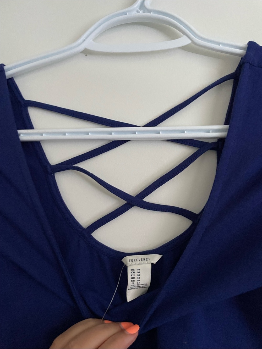 Women’s Strappy Back Crop Top - Navy - Picture 2 of 2
